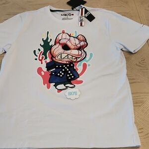 BKYS Graphic Tee with Fabric Patch and Print Design Streetwear Size M